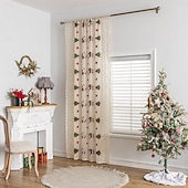 billiga Julkök-Julbroderade utskurna gardiner, julgardiner för vardagsrum och sovrum, färdiga i europeisk-amerikansk stil