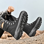 tanie Buty trekingowe-Męskie buty sportowe z wysoką cholewką ze skóry syntetycznej, do noszenia na co dzień | podeszwa antypoślizgowa do wędrówek pieszych i codziennego noszenia