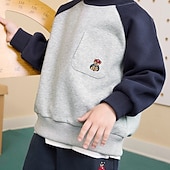 billiga Pojkars basebolljackor-Barn Unisex Baseballjackor Ytterkläder Färgblock Långärmad Ficka Komfort Mjukt Täcka Utomhus Bomull Mode Dagligen Vit Blå Grå Vår Höst 4 år +