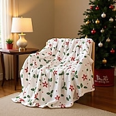 cheap Christmas Bedding-Printed Winter Throw Blanket, Warm Flannel Sofa Blanket, Christmas Air Conditioning Blanket for Office Nap or Home Decor