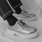 economico Scarpe Oxford-scarpe oxford nere lucide da uomo – scarpe eleganti stringate in vernice con suola spessa per feste serali, moda gotica, concerti e occasioni speciali