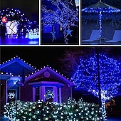 Недорогие Питание от солнечной энергии-Уличные водонепроницаемые солнечные светодиодные гирлянды 5м-20 светодиодов 7м-50 светодиодов 12м-100 светодиодов 22м-200 светодиодов волшебные огни для праздников свадьбы декор деревьев и сада как