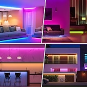 baratos Faixas de Luzes LED-Tira de LED COB RGBCCT com mudança de cor, 16,4 pés, 840 LED/m, luz flexível de alta densidade, opcional RF 2.4 GHz, controle remoto sem fio Tuya, 4 zonas de controle de grupo PWM RGBCCT