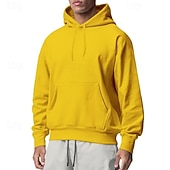 economico Felpa con cappuccio in pile-Per uomo Felpa con cappuccio Felpa con cappuccio in pile Felpa con cappuccio foderata in pile Aalbicocca Nero Bianco Giallo Rosa Con Cappuccio Semplice Sport &amp; Outdoor Casuale Quotidiano Streetwear