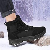 economico Stivali invernali e neve-scarponi da trekking caldi e impermeabili da uomo con fodera in pelliccia, suola antiscivolo, scarpe da trekking e da campeggio all'aperto