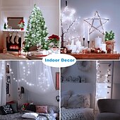 abordables Guirlandes lumineuses à piles-Lot de 2 guirlandes lumineuses à 200 LED, 20 m/66 pieds, pour Noël, Halloween, mariage, fête, festival, décoration intérieure et extérieure, avec boîtier à piles étanche AAA et télécommande