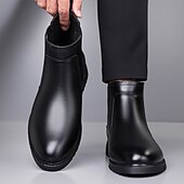 abordables Bottes de Chelsea-Homme Bottes Rétro Marche ancien Quotidien Cuir PU Confortable Bottes Mi-Mollet Mocassin Brun foncé Noir Printemps Automne