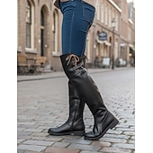 economico Stivali da cavallo-stivali da equitazione alti fino al ginocchio da donna marroni con lacci laterali - stivali alti eleganti e casual per l'autunno