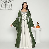 levne Šaty-Retro Středověké Renesanční Šaty Fancy kostým Viking Keltský rytíř Maškarní kostým Dámské Keltské předvečer Všech svatých Karneval Výkon LARP Ren Faire Dospělé Šaty