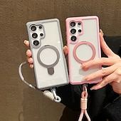 abordables Carcasas Samsung-teléfono Funda Para Samsung galaxia S25 Ultra Plus S25 Edge S24 Plus Funda Trasera con Soporte con cordón Antigolpes Retro TPU Acrílico