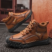 economico Scarponi da trekking-scarpe da trekking casual da uomo marroni, comode scarpe da ginnastica da passeggio con lacci e suola in gomma antiscivolo per viaggi, lavoro e uso quotidiano