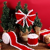 お買い得  ギフトラッピング-クリスマスリボン2ロール、赤と白のぼやけたエッジの装飾リボン（ツリーのリボン、DIYホリデークラフト、ギフトラッピング、クリスマスパーティーのデコレーション用）