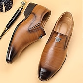 economico Mocassini-mocassini slip-on da uomo in similpelle marrone – scarpe eleganti da lavoro con motivo coccodrillo per occasioni formali e feste serali