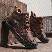 economico Scarponi da trekking-scarpe da trekking casual da uomo marroni, comode scarpe da ginnastica da passeggio con lacci e suola in gomma antiscivolo per viaggi, lavoro e uso quotidiano