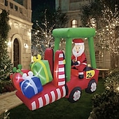 economico luci di Natale all&#039;aperto-Babbo Natale guida un carrello elevatore con striscia luminosa a LED, modello gonfiabile impermeabile, festa in giardino al chiuso e all&#039;aperto, decorazioni luminose per l&#039;atmosfera festiva, spina