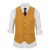 preiswerte Herrenweste-Herren Weste aus Wildlederimitat Weste Gilet Urlaub Party Geschäft Mode Lässig Frühling Herbst Tasche Knöpfe Polyester Bequem Einfach Einreihig Ein-Knopf V Ausschnitt Normale Passform Schwarz