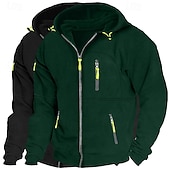 abordables Sweat à capuche en polaire-Homme Sweat à capuche Sweat à capuche zippé intégral Sweat à capuche en polaire Sweat à capuche doublé en polaire Noir + gris clair Bleu marine + noir Vin + gris foncé Vin+Noir Vert + Kaki À capuche