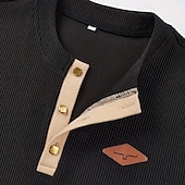 halpa Corduroy T-paidat-Miesten Vakosamettipaita T-paidat Henley toppi Pitkähihainen Väripalikka Muoti Suunnittelija Vapaa-aika Väripaletti Napit Lämmin Henley Kausaliteetti Päivittäin ulko- Syksy Talvi Kaikki vuodenajat