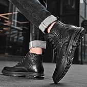 economico Stivali da lavoro-Per uomo Stivali Retrò Camminata Vintage Quotidiano PU Confortevole Stivali a Metà Polpaccio Allacciatura Nero Cachi Primavera Autunno