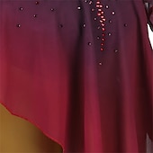 halpa Taitoluistelupuvut-Taitoluistelupuku Naisten Tyttöjen Luistimet Hameet Burgundi Tilkkutäkki Avoin selkä Silmukka Spandex Erittäin elastinen Kouluts Kilpailu Luisteluasu Klassinen Kristalli / Strassi Pitkähihainen