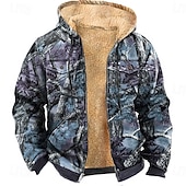 preiswerte Jagdhoodies-Herren Tarnung Fleece Kapuzensweatshirt Jacke Mode Cool Mit Kapuze Jagd Blau Purpur Reißverschluss Tasche Herbst Winter Designer