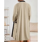 billiga Pyjamas-Herr Pyjamas Sovkläder Badrock Slät Mode Stylish Klassisk Hem Dagligen Säng Polyester Komfort Mjuk V-hals Långärmad Ficka Inkl. bälte Vår Höst Svart Vit