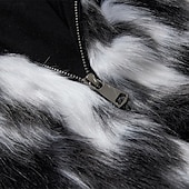 tanie Kurtki i płaszcze męskie-Męskie Kurtka zimowa Zwykła kurtka Płaszcz ze sztucznego futra Urlop Codzienny Keep Warm Kieszeń Trykot Zima Wzór w panterkę Moda Moda miejska Kaptur Regularny Czarny Kurtki