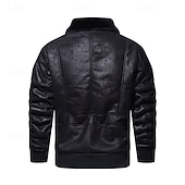 economico Giacca in ecopelle-Per uomo Giacca in Ecopelle Giacca in Pile Giacca da Biker Giacca da Moto Vacanza Quotidiano Antivento Caldo Tasca Inverno Semplice Moda Classico Bavero Regolare Nero Caffè Giacca