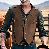 preiswerte Herrenweste-Herren Weste aus Wildlederimitat Weste Gilet Urlaub Party Geschäft Mode Lässig Frühling Herbst Tasche Knöpfe Polyester Bequem Einfach Einreihig Ein-Knopf V Ausschnitt Normale Passform Schwarz