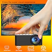 お買い得  プロジェクター-YT100ミニプロジェクター、ワイヤレスWi-Fiディスプレイスクリーンミラー、iOSおよびAndroidスマートフォン対応、USB入力対応、クラシック映画や子供向けアニメーション用ポケットプロジェクター