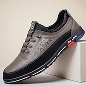 baratos Sapatos Casuais com Cadarço-Tênis confortáveis masculinos de couro sintético marrom – calçados antiderrapantes e acolchoados para atividades ao ar livre, para caminhadas, trabalho e uso diário