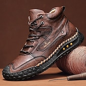 Недорогие Ботильоны-Мужские коричневые высокие повседневные ботинки со шнуровкой, мягкой удобной подошвой, прочные, для прогулок на свежем воздухе, для осени, зимы и повседневной носки