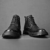 economico Stivali da lavoro-Per uomo Stivali Retrò Camminata Vintage Quotidiano PU Confortevole Stivali a Metà Polpaccio Allacciatura Nero Cachi Primavera Autunno