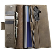 cheap Samsung Cases-Phone Case For Samsung Galaxy Z Fold 7 Magnetic Adsorption Wallet Case Magnetic Full Body Protective Kickstand TPU PU Leather