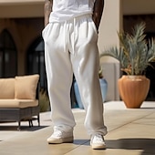 preiswerte Sweatpants-Herren Jogginghose Fleecehose Jogginghose mit weitem Bein Sporthose Hose Kordelzug Elastischer Bund Einfach Feuchtigkeitsableitend Atmungsaktiv Volle Länge Sport im Freien Lässig Täglich Urlaub Mode