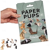 abordables artes, manualidades y costura-Gatos de papel de bricolaje, kit de manualidades de origami de papel de gato/perro/dinosaurio 3D de 50 hojas con instrucciones, decoración de escritorio de animales de bricolaje, divertidos kits de