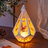 abordables luces navideñas interiores-1 pieza 16 * 9,6 cm luz de vela iluminada LED navideña, linterna de mano, luz de adorno de decoración de mesa de reunión interior y exterior, luz colgante de luz de viento lr1130 * 3 baterías