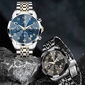 abordables Montres à quartz-la nouvelle montre d&#039;affaires pour hommes olevs, une montre multifonctionnelle avec un cadran numérique chronographe à phases de lune lumineuses, une montre à quartz décontractée et à la mode étanche