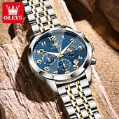 abordables Montres à quartz-la nouvelle montre d&#039;affaires pour hommes olevs, une montre multifonctionnelle avec un cadran numérique chronographe à phases de lune lumineuses, une montre à quartz décontractée et à la mode étanche