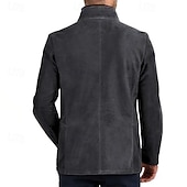 abordables Vestes en Suède Synthétique-Homme Veste en faux suède Blazer en faux suède Veste Décontractée Vacances Quotidien Chaud Avec Poches Automne Hiver Uni Mode Classique Col montant Régulier Kaki Gris Veste