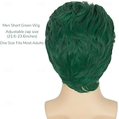 cheap Party Wigs-Green Wigs Short Straight Green Wig for Men Synthetic LayeSchool Theme Cosplay Wig