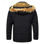 cheap Men&#039;s Downs &amp; Parkas-Men&#039;s Winter Coat Fleece Jacket Parka Pocket Fleece Polyster Vacation Daily Wear Date Regular Fashion Casual Comfortable Thermal Warm Fall Winter Solid / Plain Color Black Khaki Dark Blue Puffer