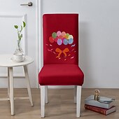 abordables Funda para silla de comedor-Funda para silla de comedor navideña, 1/2/4/6 piezas, funda para taburete, funda de poliéster con estampado geométrico, protector decorativo para silla navideña para el hogar