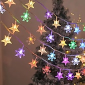お買い得  ＬＥＤライトストリップ-クリスマス LED スノーフレーク エルク スター フェアリー ストリングライト 10/20/40LED 新年 ウェディング ガーランドライト 電池式 ホリデーパーティー 雰囲気 デコレーション