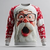 levne Santa Claus oblečení-Vánoce Pánské Ježíšek 3D tisk Mikina Chladný Večírek Tričkový Dovolená Párty Dar Červená 4 Červená 3 Výstřih ke krku 3D Celý rok Návrhář