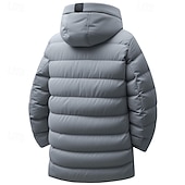 billiga Herrdunjackor och -parkas-Herr Vinterkappa Pufferjacka Vadderad jacka Ficka Bomull Semester Dagliga kläder Datum Normal Mode Ledigt Bekväm Håller värmen Höst Vinter Enfärgad / vanlig färg Svart Armégrön Grå Pufferjacka