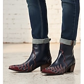 economico Stivali da cowboy e occidentali-Per uomo Da donna Stivali Stivali da Cowboy Ricamo Retrò Scarpe in pelle Camminata Punk Vintage All&#039;aperto Quotidiano Pelle PU Confortevole Stivaletti Slip-on Nero Blu Arancione Estate Primavera