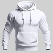 levne pánské základní mikiny s kapucí-Pánské Kapuce Černá Bílá Žlutá Světlá růžová Fialová Kapuce Bez vzoru Kapsy Sporty a outdoor Denní Dovolená Polyester Šik ven Základní Na běžné nošení Jaro Podzim Oblečení Mikiny s kapucí Mikiny