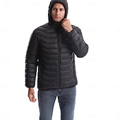 Недорогие Мужская Пуховка Жилет-Мужчины Пуховик Куртка с подогревом Повседневные Сохраняет тепло Зарядка через USB Капюшон Зима Спортивные Капюшон Обычная Черный Жакеты