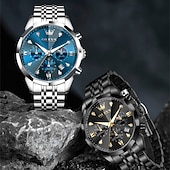 cheap Quartz Watches-The New Olevs Men&#039;S Business Watch With Luminous Calendar Small Three-Hand Moon Phase Display Multi-Functional Quartz Watch Waterproof Casual And Fashionable Men&#039;S Sports Wristwatch